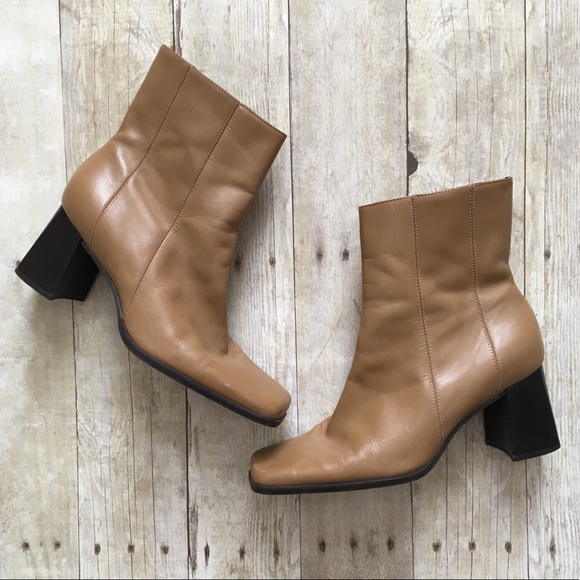 Easy Spirit Shoes - EASY SPIRIT Tan Sand Brwn Ankle Calf Booties Heels